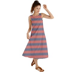 Red Blue White Troll Knots Pattern Summer Maxi Dress