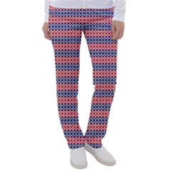 Red Blue White Troll Knots Pattern Women s Casual Pants