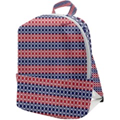 Red Blue White Troll Knots Pattern Zip Up Backpack