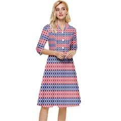 Red Blue White Troll Knots Pattern Classy Knee Length Dress