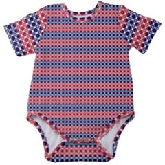 Red Blue White Troll Knots Pattern Baby Short Sleeve Onesie Bodysuit