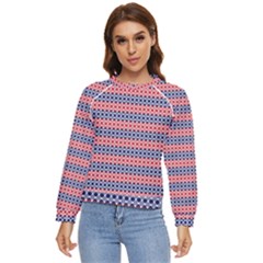 Red Blue White Troll Knots Pattern Women s Long Sleeve Raglan Tee