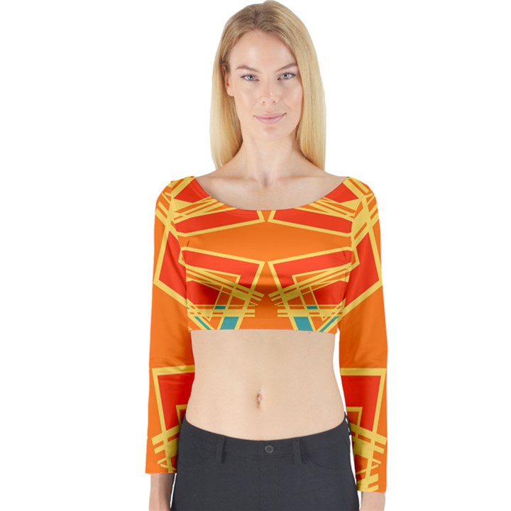 Abstract pattern geometric backgrounds   Long Sleeve Crop Top