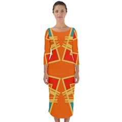 Abstract Pattern Geometric Backgrounds   Quarter Sleeve Midi Bodycon Dress by Eskimos