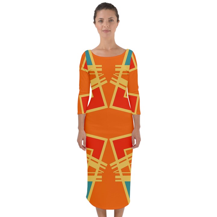 Abstract pattern geometric backgrounds   Quarter Sleeve Midi Bodycon Dress