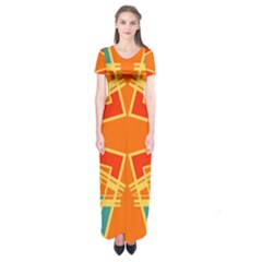 Abstract Pattern Geometric Backgrounds   Short Sleeve Maxi Dress