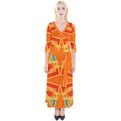 Abstract Pattern Geometric Backgrounds   Quarter Sleeve Wrap Maxi Dress by Eskimos