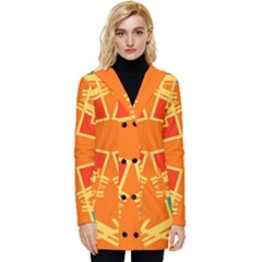 Abstract Pattern Geometric Backgrounds   Button Up Hooded Coat 