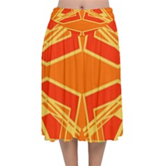 Abstract Pattern Geometric Backgrounds   Velvet Flared Midi Skirt by Eskimos