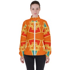 Abstract Pattern Geometric Backgrounds   Women s High Neck Windbreaker by Eskimos