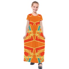 Abstract Pattern Geometric Backgrounds   Kids  Short Sleeve Maxi Dress by Eskimos