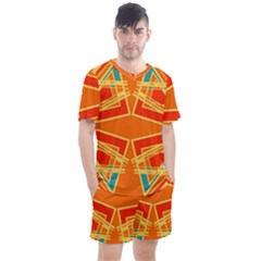 Abstract Pattern Geometric Backgrounds   Men s Mesh Tee And Shorts Set