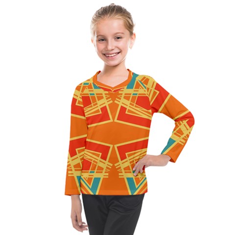 Abstract Pattern Geometric Backgrounds   Kids  Long Mesh Tee by Eskimos