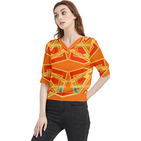 Abstract Pattern Geometric Backgrounds   Quarter Sleeve Blouse by Eskimos