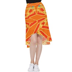 Abstract Pattern Geometric Backgrounds   Frill Hi Low Chiffon Skirt