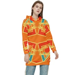 Abstract Pattern Geometric Backgrounds   Women s Long Oversized Pullover Hoodie