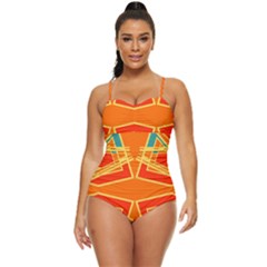 Abstract Pattern Geometric Backgrounds   Retro Full Coverage Swimsuit