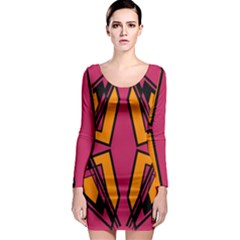 Abstract Geometric Design    Long Sleeve Bodycon Dress by Eskimos