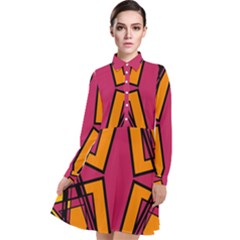 Abstract Geometric Design    Long Sleeve Chiffon Shirt Dress by Eskimos