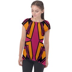 Abstract Geometric Design    Cap Sleeve High Low Top by Eskimos