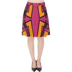 Abstract Geometric Design    Velvet High Waist Skirt by Eskimos