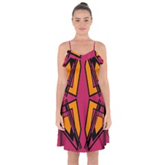 Abstract Geometric Design    Ruffle Detail Chiffon Dress by Eskimos