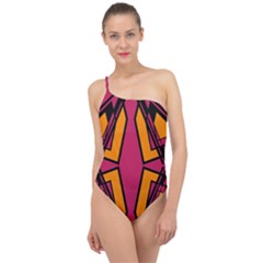 Abstract Geometric Design    Classic One Shoulder Swimsuit by Eskimos