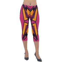 Abstract Geometric Design    Lightweight Velour Capri Leggings  by Eskimos