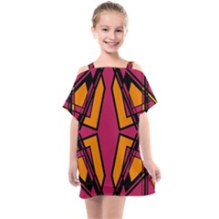 Abstract Geometric Design    Kids  One Piece Chiffon Dress by Eskimos