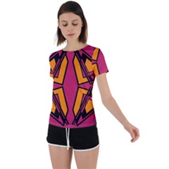 Abstract Geometric Design    Back Circle Cutout Sports Tee by Eskimos