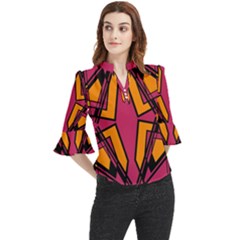 Abstract Geometric Design    Loose Horn Sleeve Chiffon Blouse