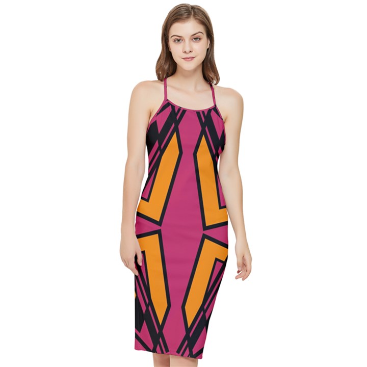 Abstract geometric design    Bodycon Cross Back Summer Dress