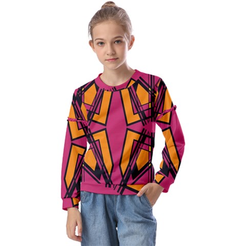 Abstract Geometric Design    Kids  Long Sleeve Tee With Frill  by Eskimos