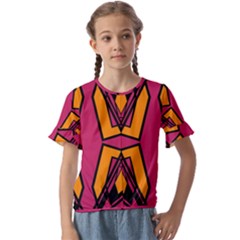 Abstract Geometric Design    Kids  Cuff Sleeve Scrunch Bottom Tee