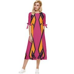 Abstract Geometric Design    Bow Sleeve Chiffon Midi Dress by Eskimos