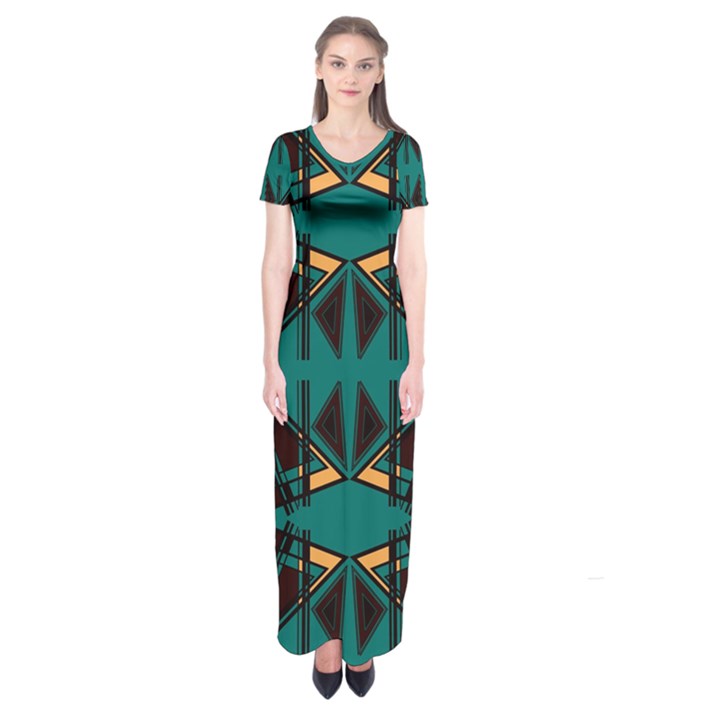 Abstract geometric design    Short Sleeve Maxi Dress