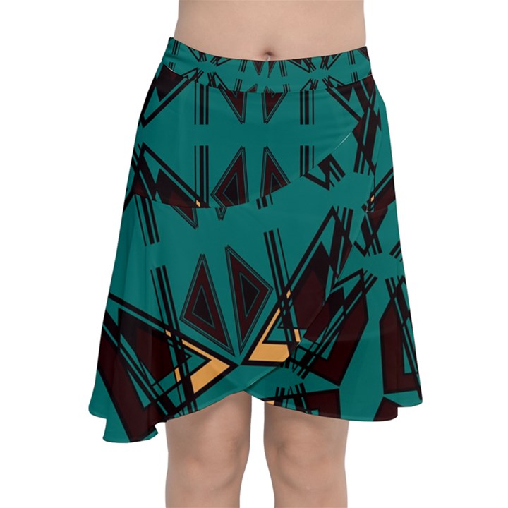 Abstract geometric design    Chiffon Wrap Front Skirt