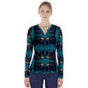 Abstract geometric design    V-Neck Long Sleeve Top View1