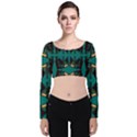 Abstract geometric design    Velvet Long Sleeve Crop Top View1