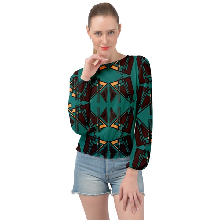 Abstract geometric design    Banded Bottom Chiffon Top