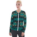 Abstract geometric design    Velvet Zip Up Jacket View1