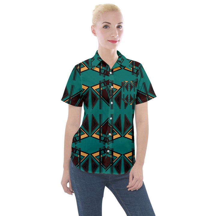 Abstract geometric design    Women s Short Sleeve Pocket Shirt