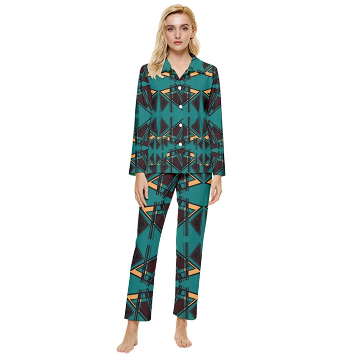 Abstract geometric design    Womens  Long Sleeve Velvet Pocket Pajamas Set