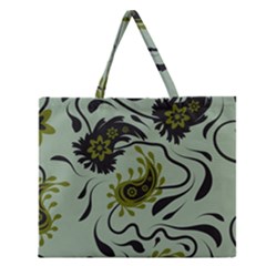 Floral Pattern Paisley Style Paisley Print   Zipper Large Tote Bag by Eskimos