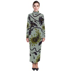 Floral Pattern Paisley Style Paisley Print   Turtleneck Maxi Dress by Eskimos