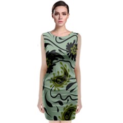 Floral Pattern Paisley Style Paisley Print   Sleeveless Velvet Midi Dress by Eskimos