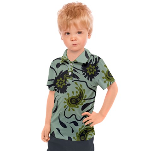 Floral Pattern Paisley Style Paisley Print   Kids  Polo Tee by Eskimos