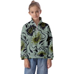 Floral Pattern Paisley Style Paisley Print   Kids  Half Zip Hoodie