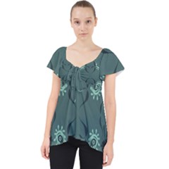 Floral Pattern Paisley Style Paisley Print   Lace Front Dolly Top by Eskimos