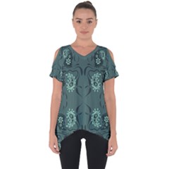 Floral Pattern Paisley Style Paisley Print   Cut Out Side Drop Tee by Eskimos